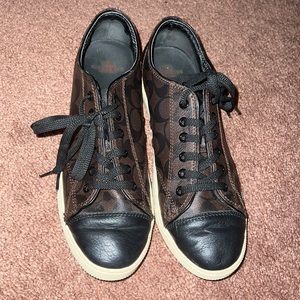 Coach Rebecca Brown/ Black Fashion Sneakers Shoes Signature C Size 10
